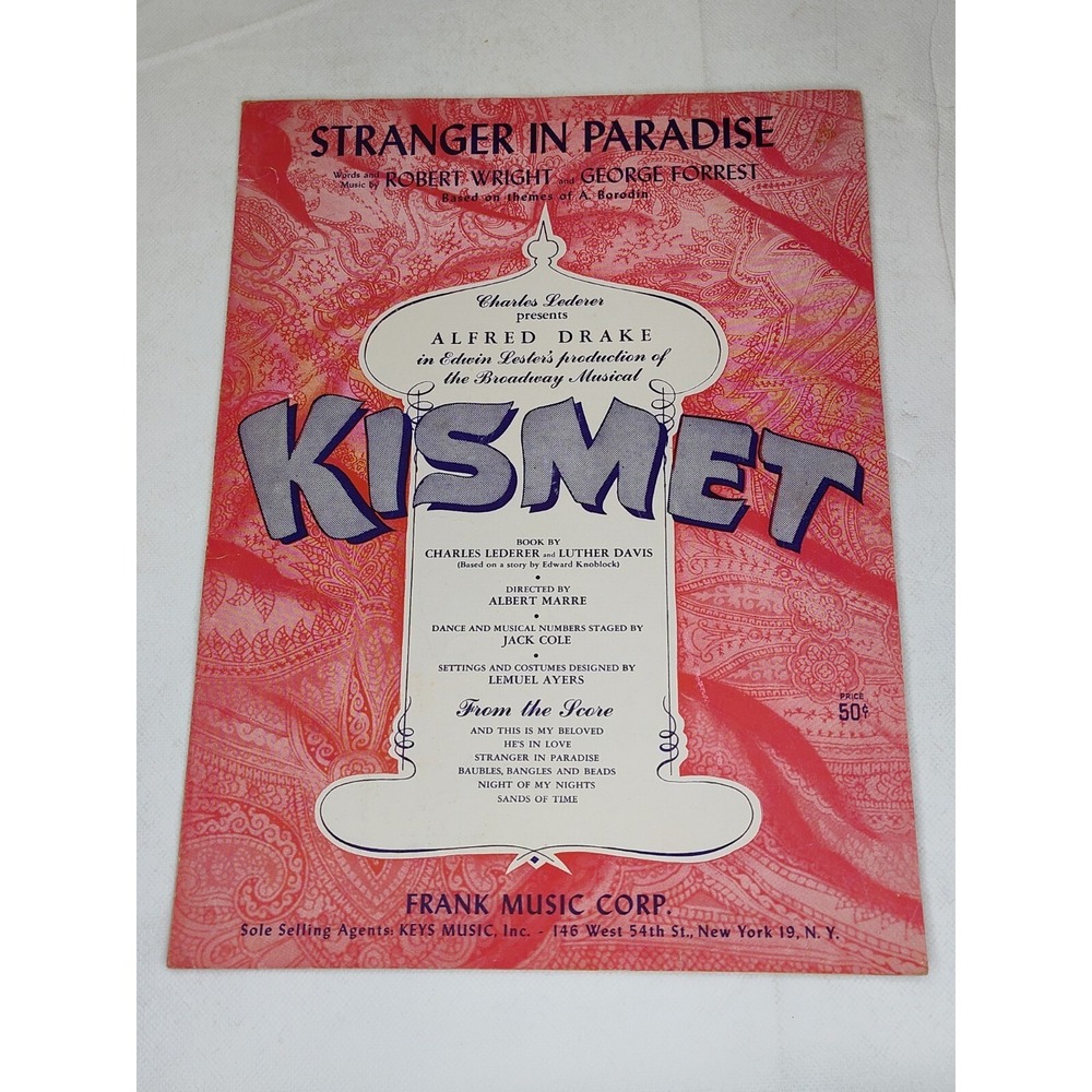 Kismet Alfred Drake Stranger Paradise '53 Sheet Music‎ Piano Vocal B55.1GU-1840